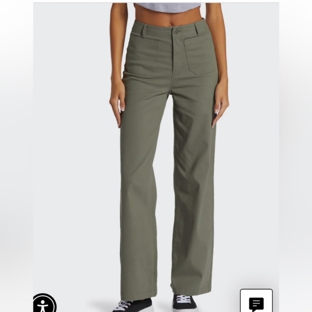 Roxy Coastal Cruiser Wide Leg Pants in Agave Green size 30 NWT